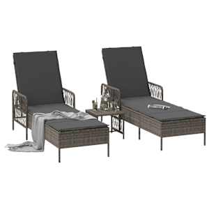 Slunečník 3 pcs Šedá a tmavě šedá 55 x 200 x 92 cm polyratan - obrázek 3