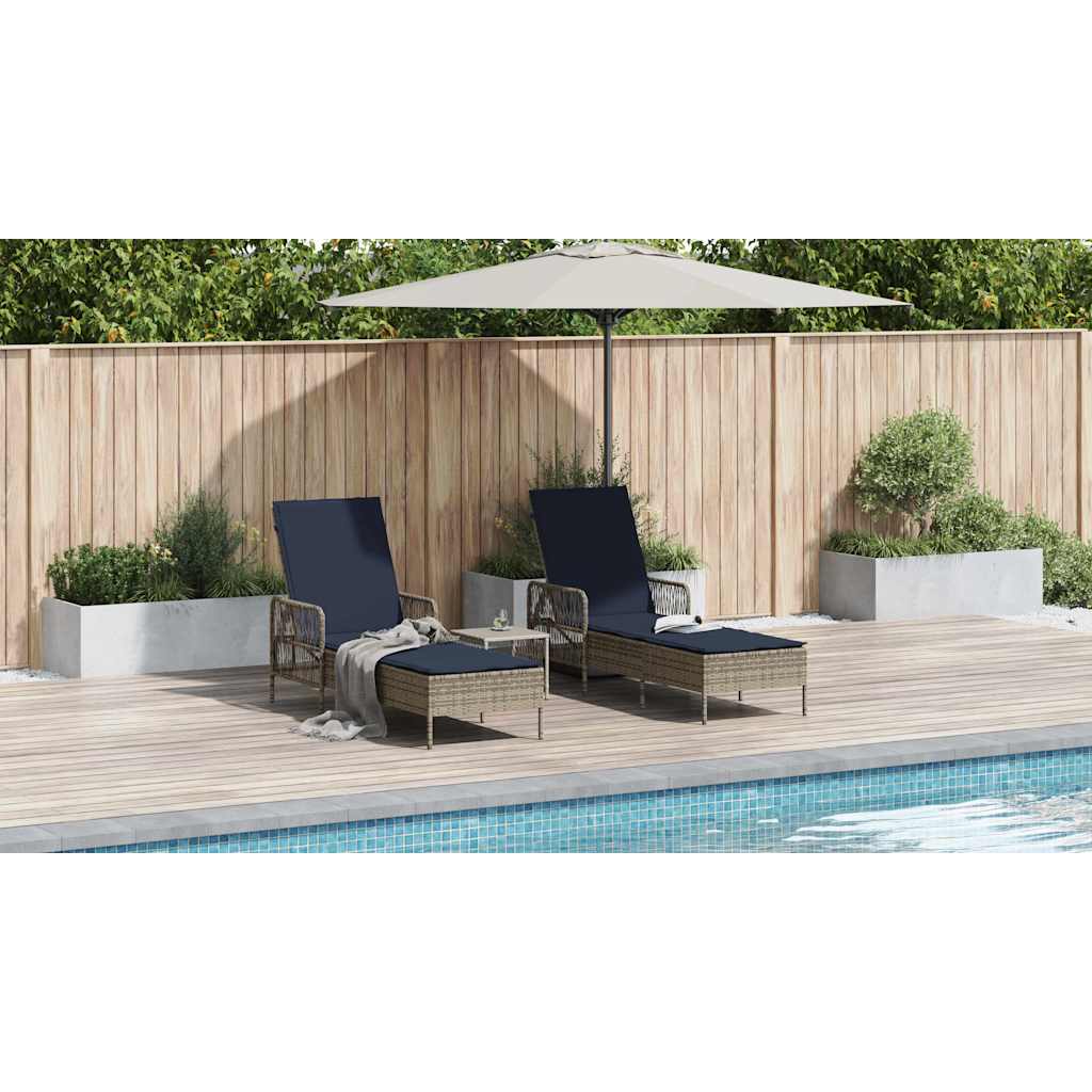 vidaXL Sonnenliege 3 pcs Grau und Marineblau 200 x 55 x 92 cm – Bild 11