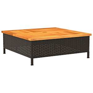Kryt na stojan slunečníku černý 70x70x25 cm polyratan a akácie - obrázek 6