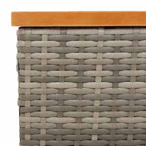 Kryt na stojan slunečníku šedý 70x70x25 cm polyratan a akácie - obrázek 8