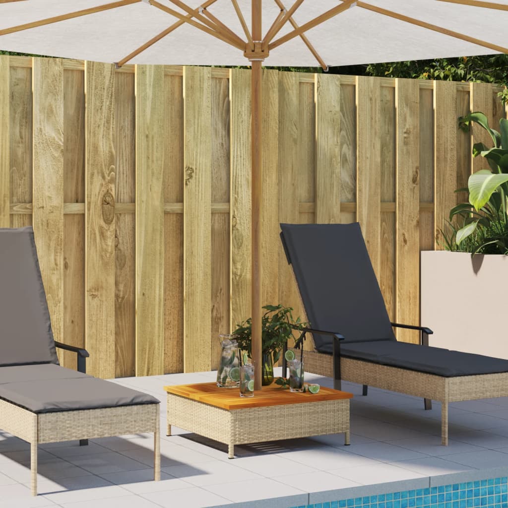 vidaXL Mască suport umbrelă de soare, bej 70x70x25 cm poliratan/acacia