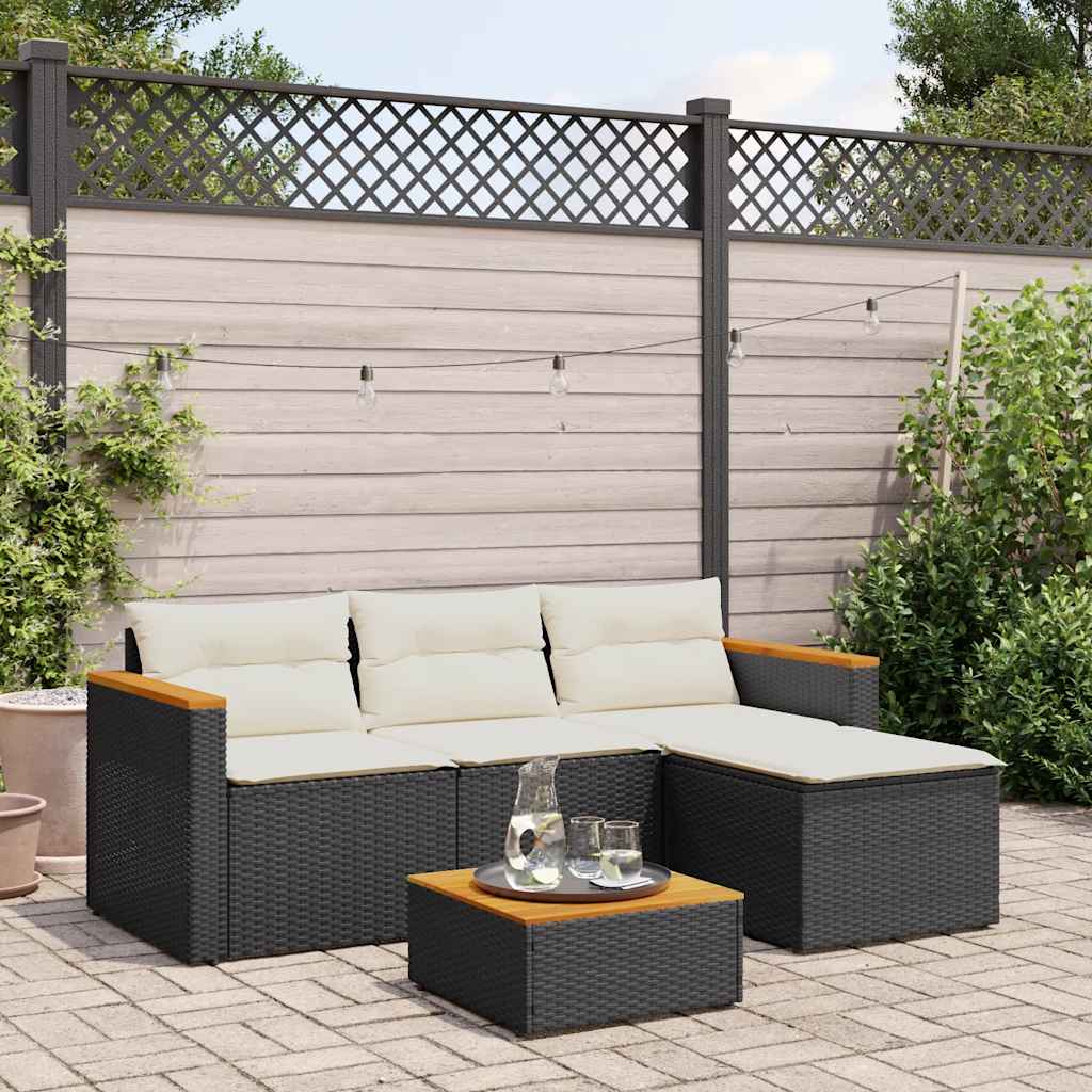 vidaXL Set mobilier de grădină cu perne, 3 piese, negru, poliratan