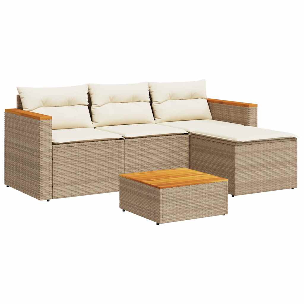 Thumbnail - vidaXL 3-tlg. Garten-Sofagarnitur mit Kissen Beige Poly Rattan