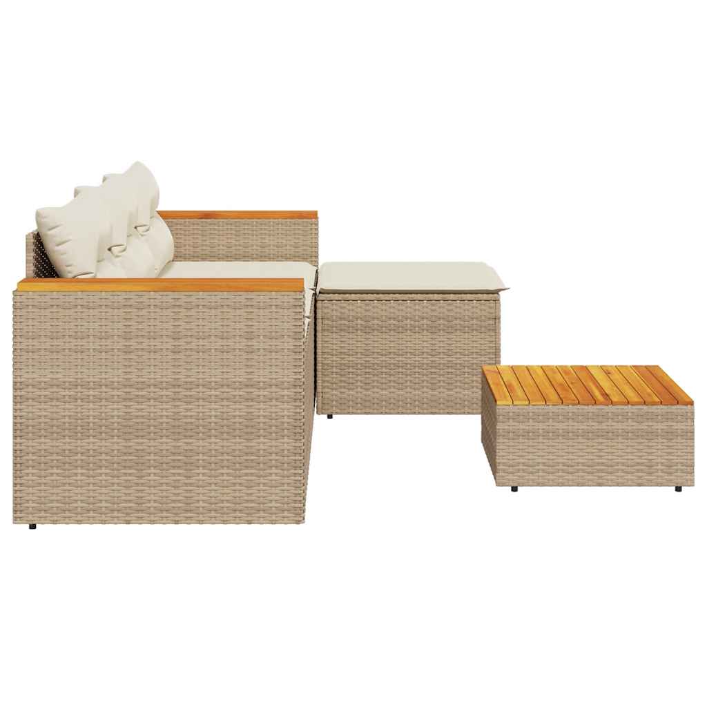 Thumbnail - vidaXL 3-tlg. Garten-Sofagarnitur mit Kissen Beige Poly Rattan