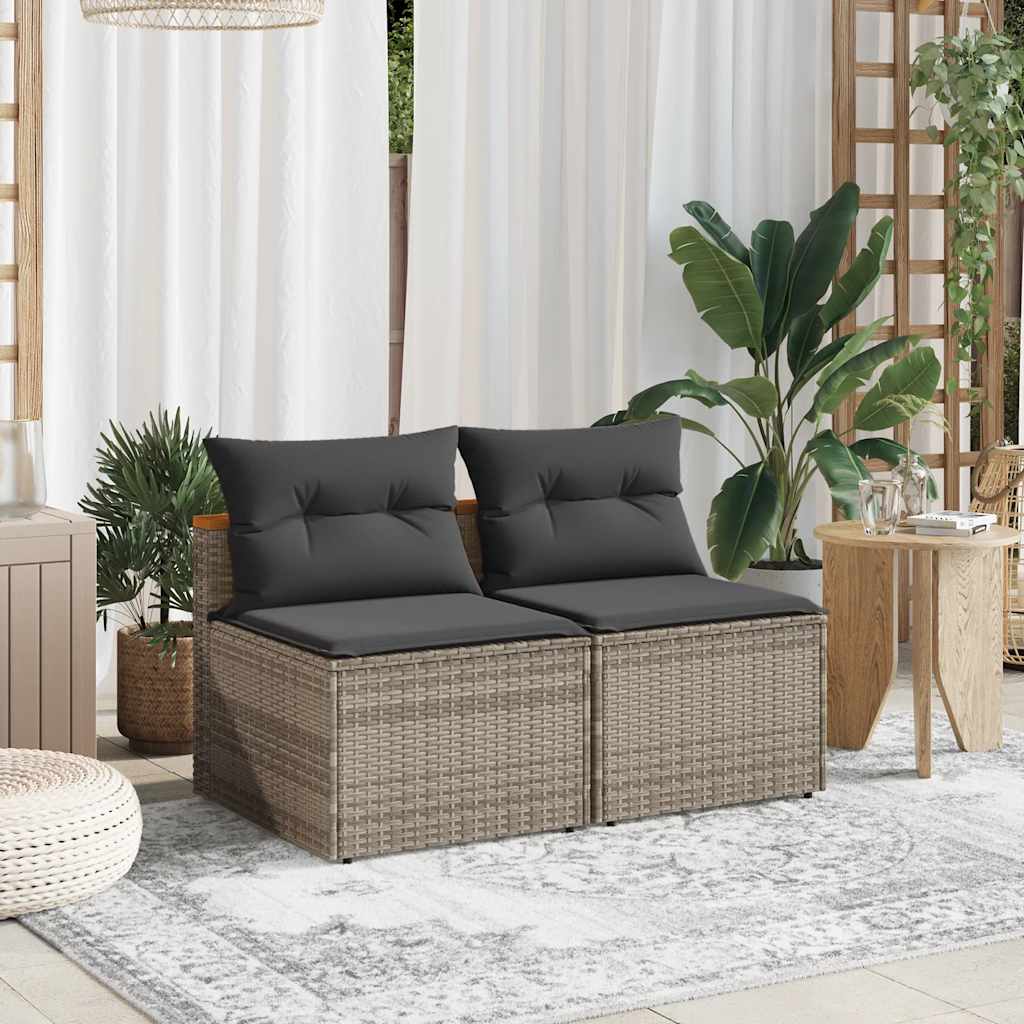 vidaXL Canapea grădină perne fără cotiere 2 buc. gri deschis poliratan