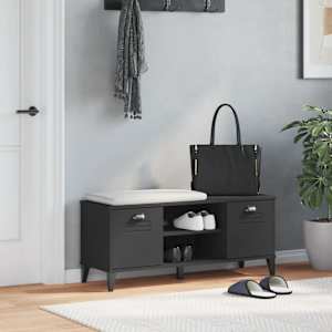 Lavice s botníkem VIKEN černá 106 x 35 x 45 cm kompozitní dřevo - obrázek 3