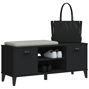 Lavice s botníkem VIKEN černá 106 x 35 x 45 cm kompozitní dřevo - obrázek 4