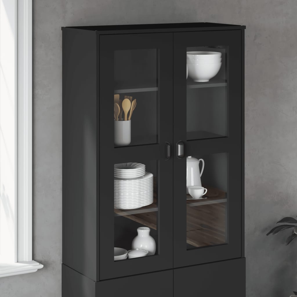 Aufsatz für Highboard VIKEN Schwarz Massivholz Kiefer