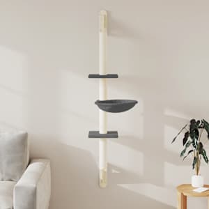 Nástěnné škrabadlo pro kočky se sloupkem tmavě šedé 142,5 cm - obrázek 1