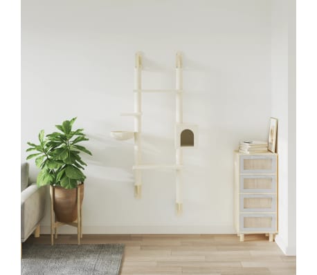 vidaXL Kratzbaum mit Kratzs&auml;ule Wandmontage Creme 180 cm