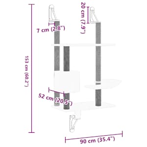 Nástěnné škrabadlo pro kočky se sloupkem krémové 153 cm - obrázek 7