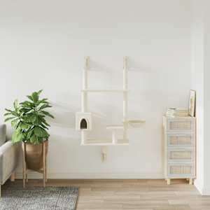 vidaXL kaķu māja ar stabu nagu asināšanai, 153 cm, krēmkrāsas