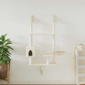 Stensko mačje drevo s praskalnikom krem 153 cm