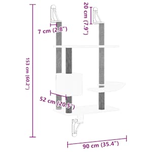 Nástěnné škrabadlo pro kočky se sloupkem světle šedé 153 cm - obrázek 7