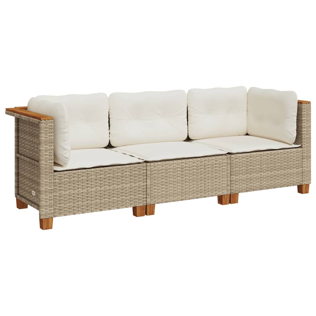Thumbnail - vidaXL Gartensofa mit Kissen 3-Sitzer Beige Poly Rattan