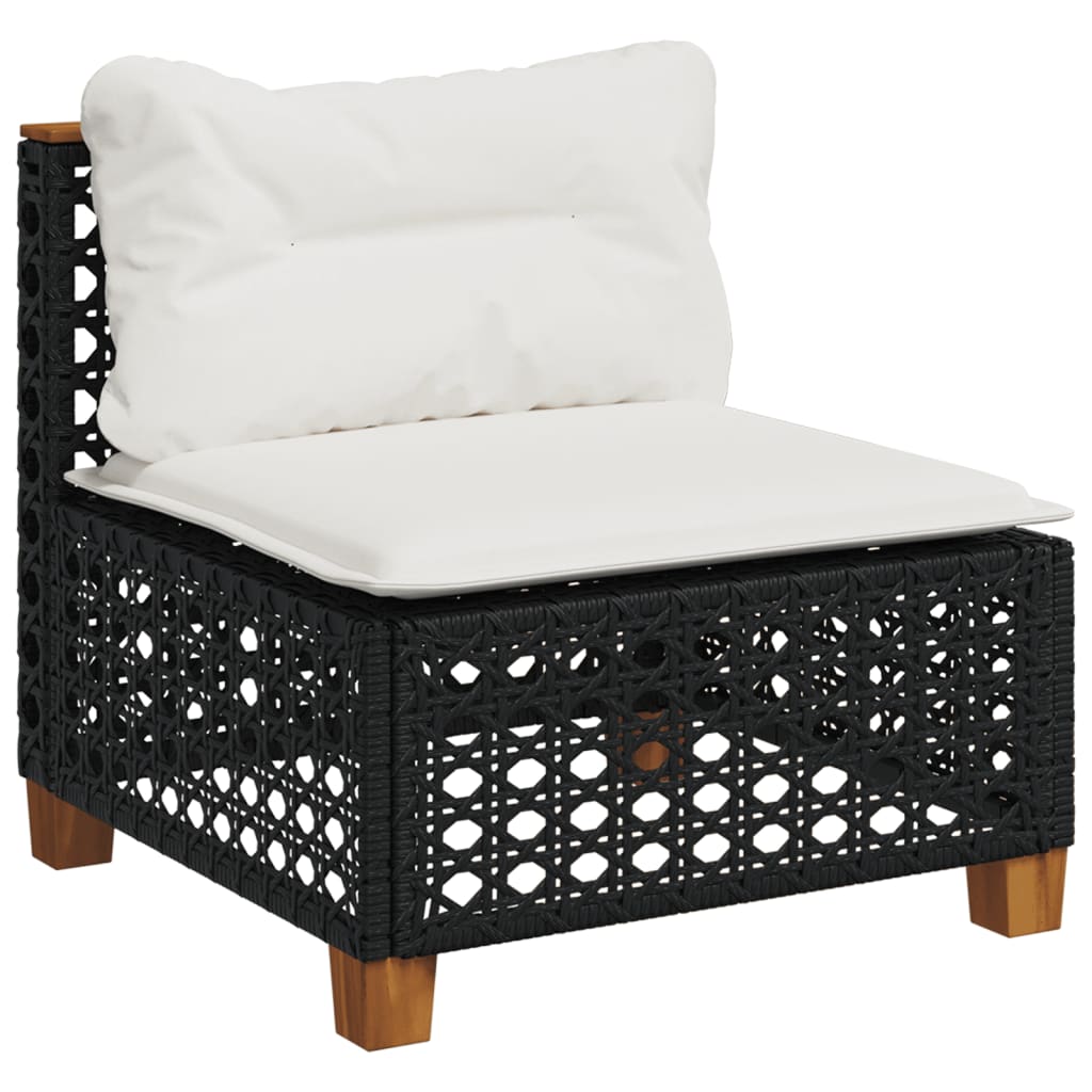 Thumbnail - vidaXL Gartensofa ohne Armlehnen mit Kissen Schwarz Poly Rattan
