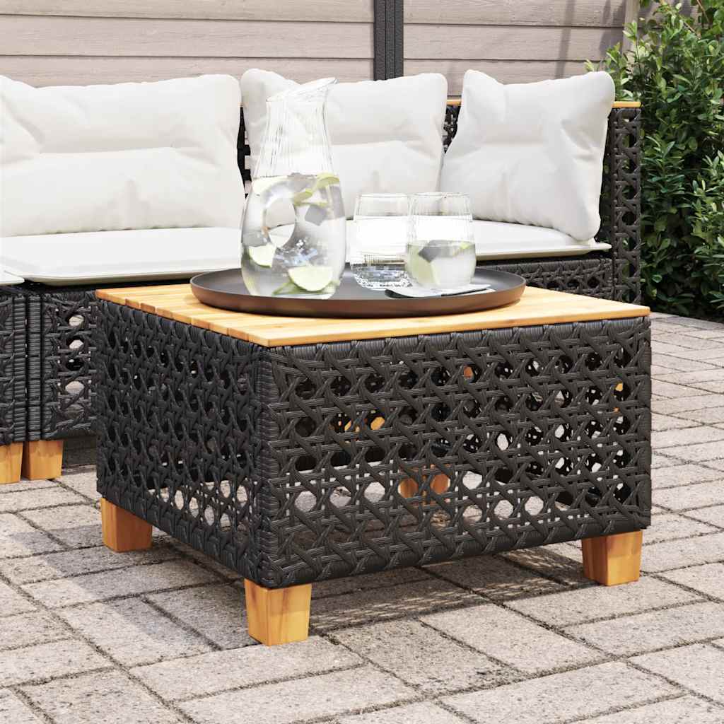vidaXL Trädgårdsbord svart 55x55x36 cm konstrotting akaciaträ
