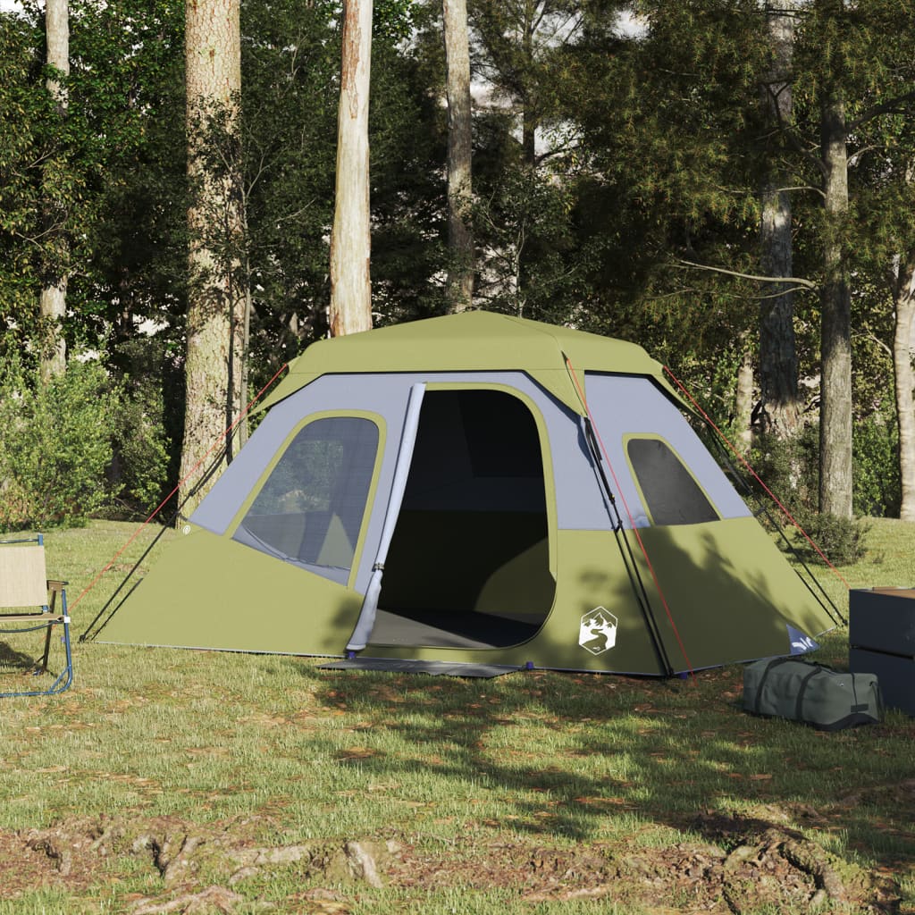 vidaXL Cort de camping, 6 persoane, verde, 344x282x192 cm