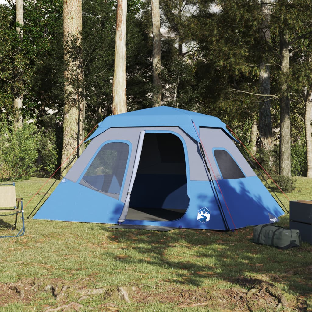 vidaXL Cort de camping, 6 persoane, albastru, 344x282x192 cm