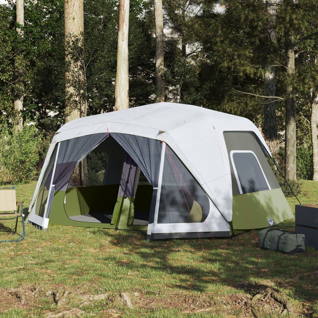vidaXL Cort de camping cu LED, verde deschis, 443x437x229 cm