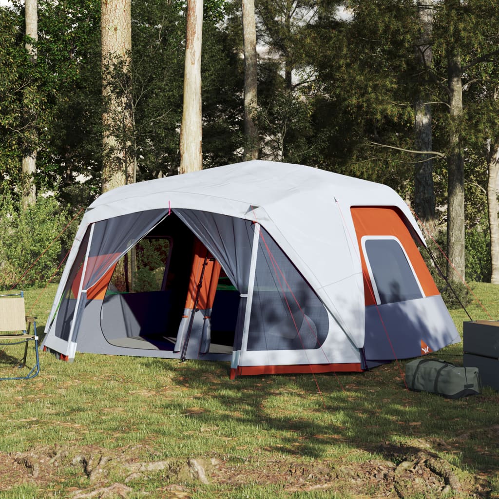 vidaXL Tente de camping avec lumière LED gris et orange 443x437x229 cm