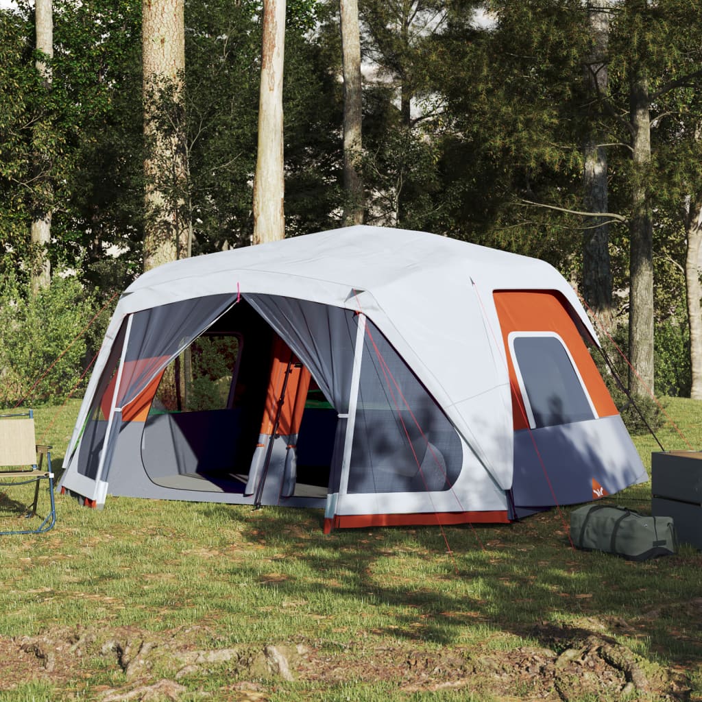 vidaXL Cort de camping cu LED gri deschis și portocaliu 443x437x229 cm