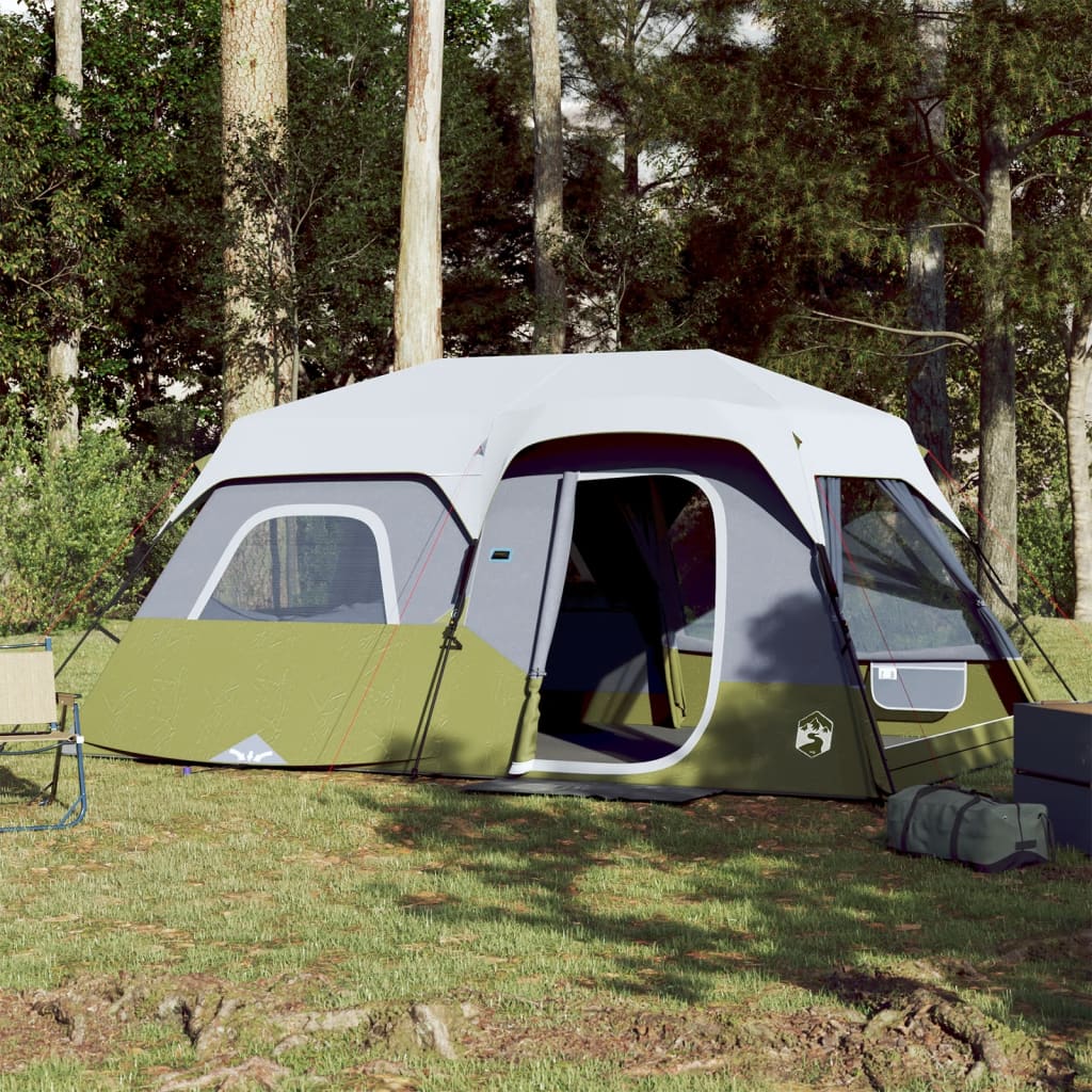 vidaXL Cort de camping cu LED, verde deschis, 441x288x217 cm