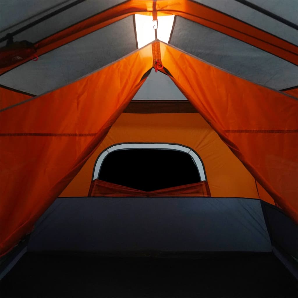  Kempingový stan s LED svetlom sivo-oranžový 441x288x217 cm