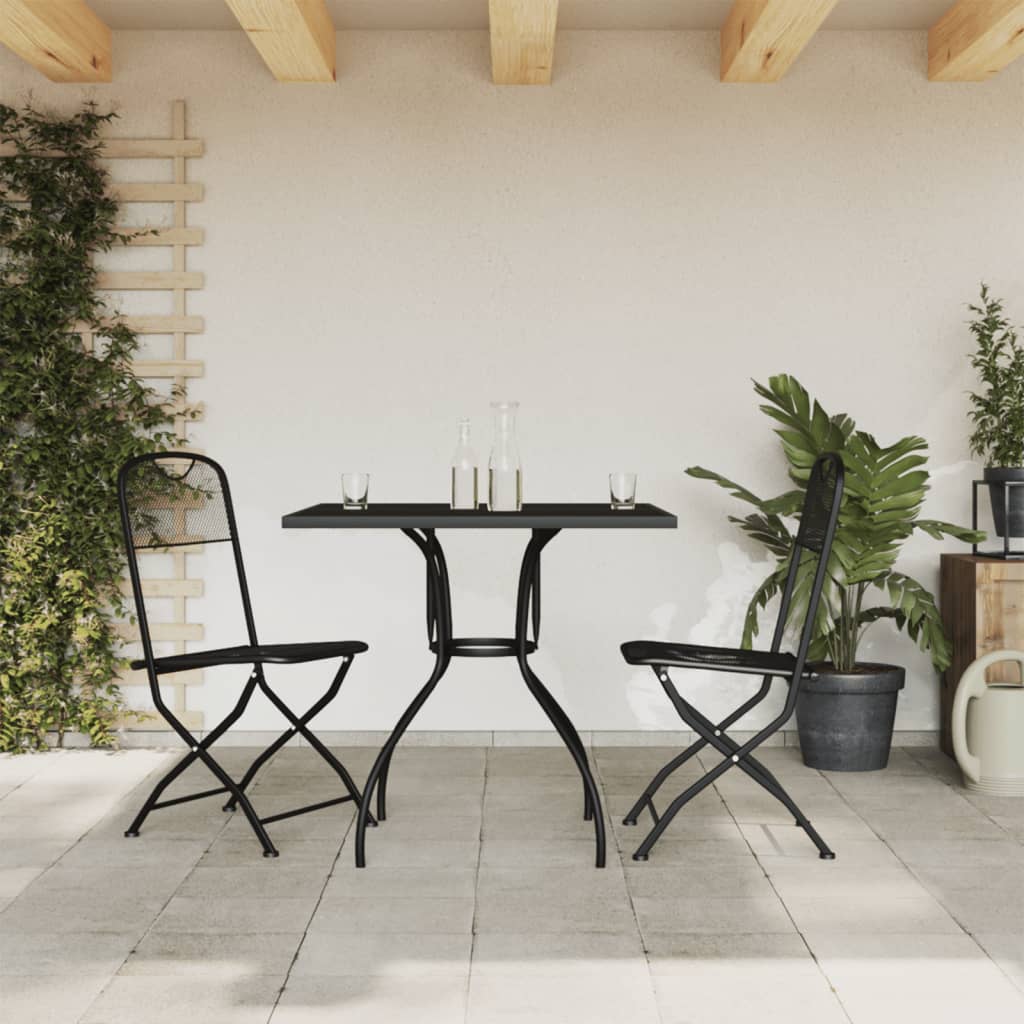vidaXL Set de masă pentru grădină, 3 piese, plasă metalică antracit