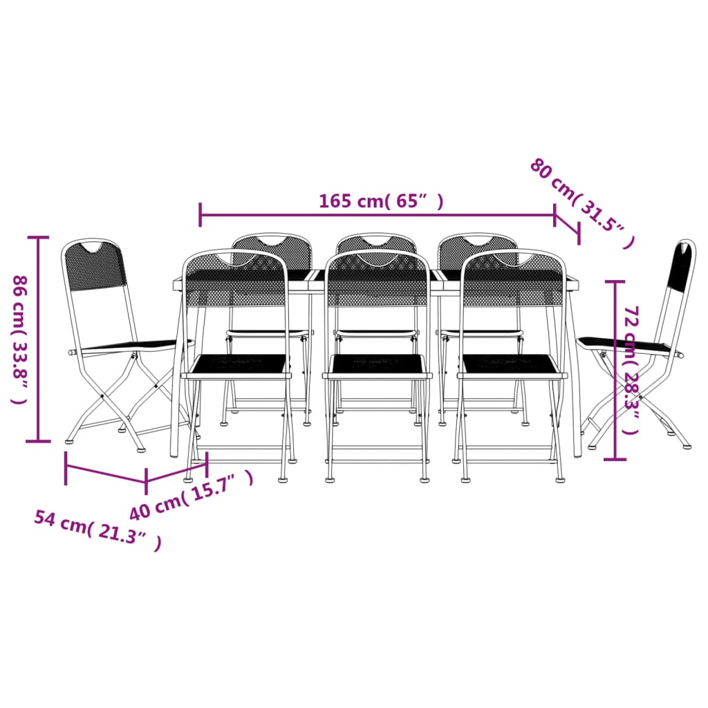 Ensemble à Manger de Jardin Terrasse 9 pcs Anthracite Métal Maille vidaXL achats