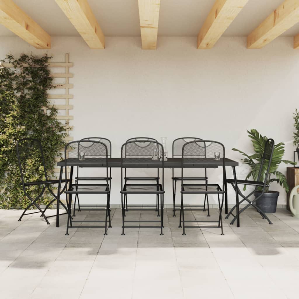 Zestaw mebli ogrodowych 8x krzesło + 1x stół, antracytowy, 200x100x72 cm