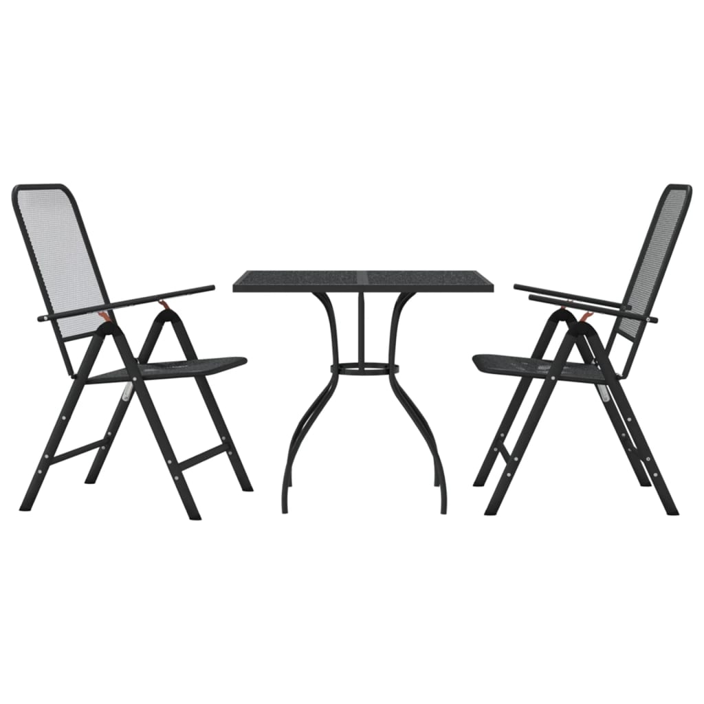 Zestaw mebli ogrodowych, 2x krzesło + stół, antracytowy