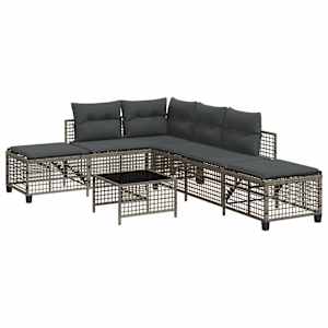 3dílná rohová zahradní sedací souprava a podušky šedá polyratan - obrázek 2