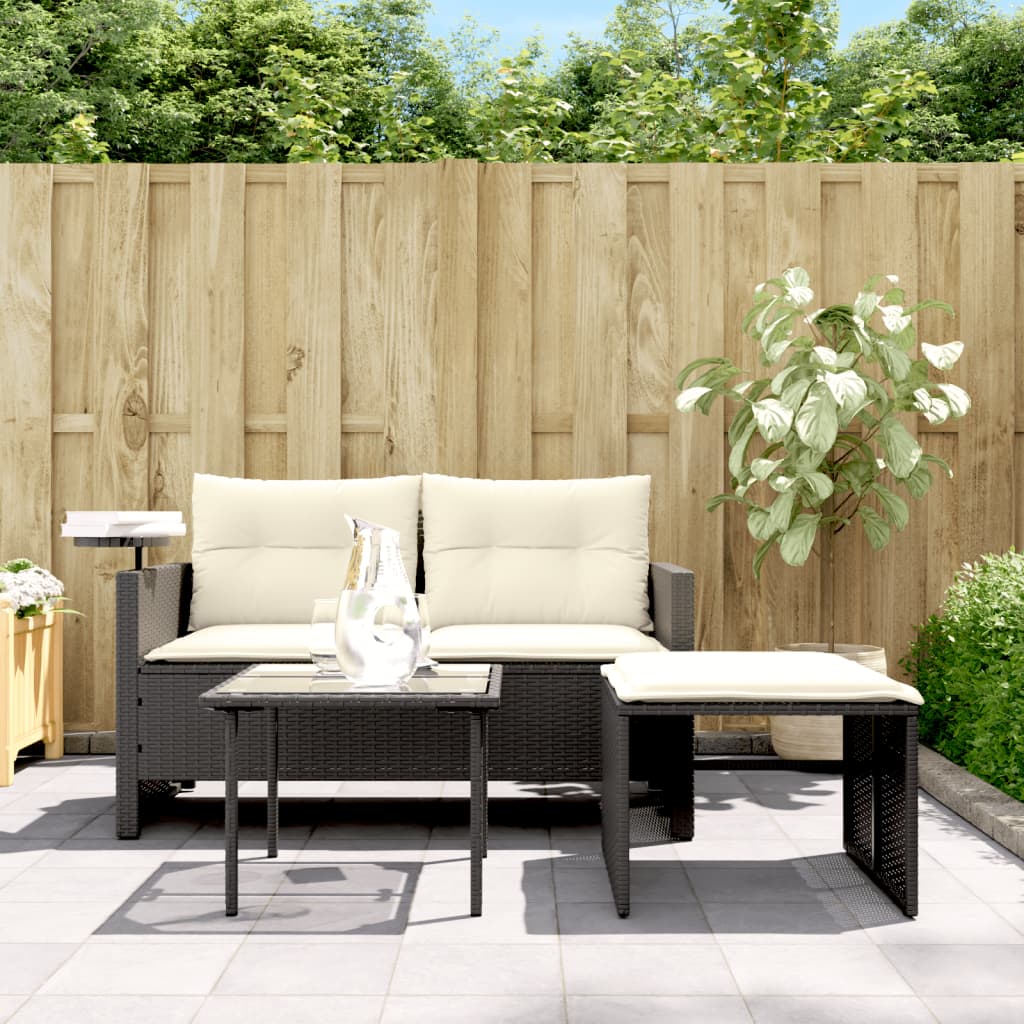 Thumbnail - vidaXL 3-tlg. Garten-Sofagarnitur mit Kissen Schwarz Poly Rattan