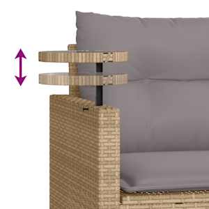 3dílná zahradní sedací souprava s poduškami béžová polyratan - obrázek 8