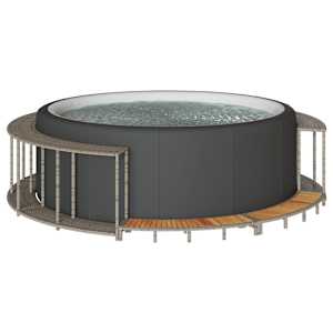 Hot Tub Surround s shranjevanjem in leseno stopnico Grey