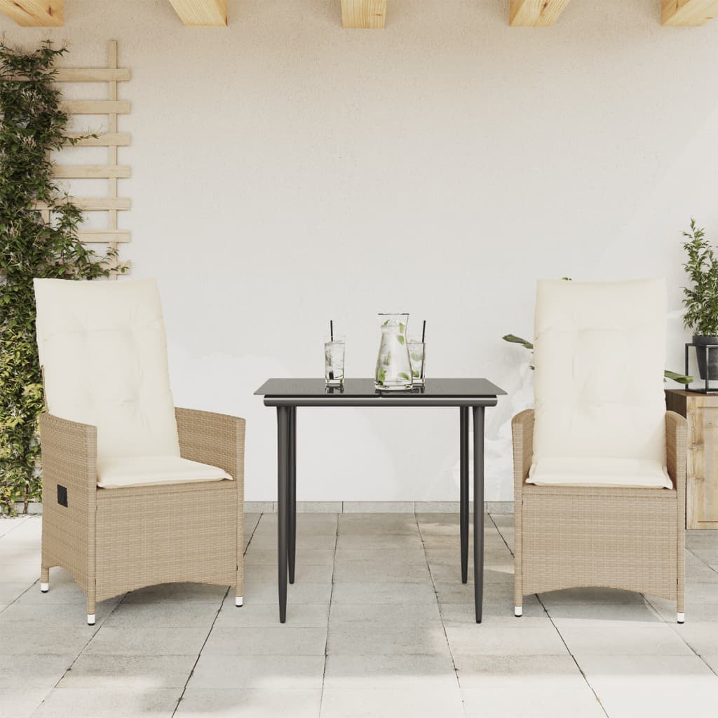 Thumbnail - vidaXL Gartensessel mit Kissen 2 Stk. Verstellbar Beige Poly Rattan