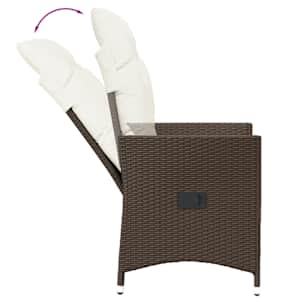 3dílný bistro set s poduškami hnědý polyratan - obrázek 5