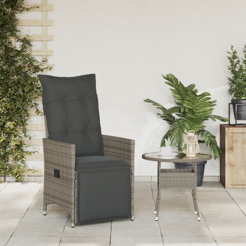 Thumbnail - vidaXL Gartensessel Verstellbar mit Kissen Grau Poly Rattan
