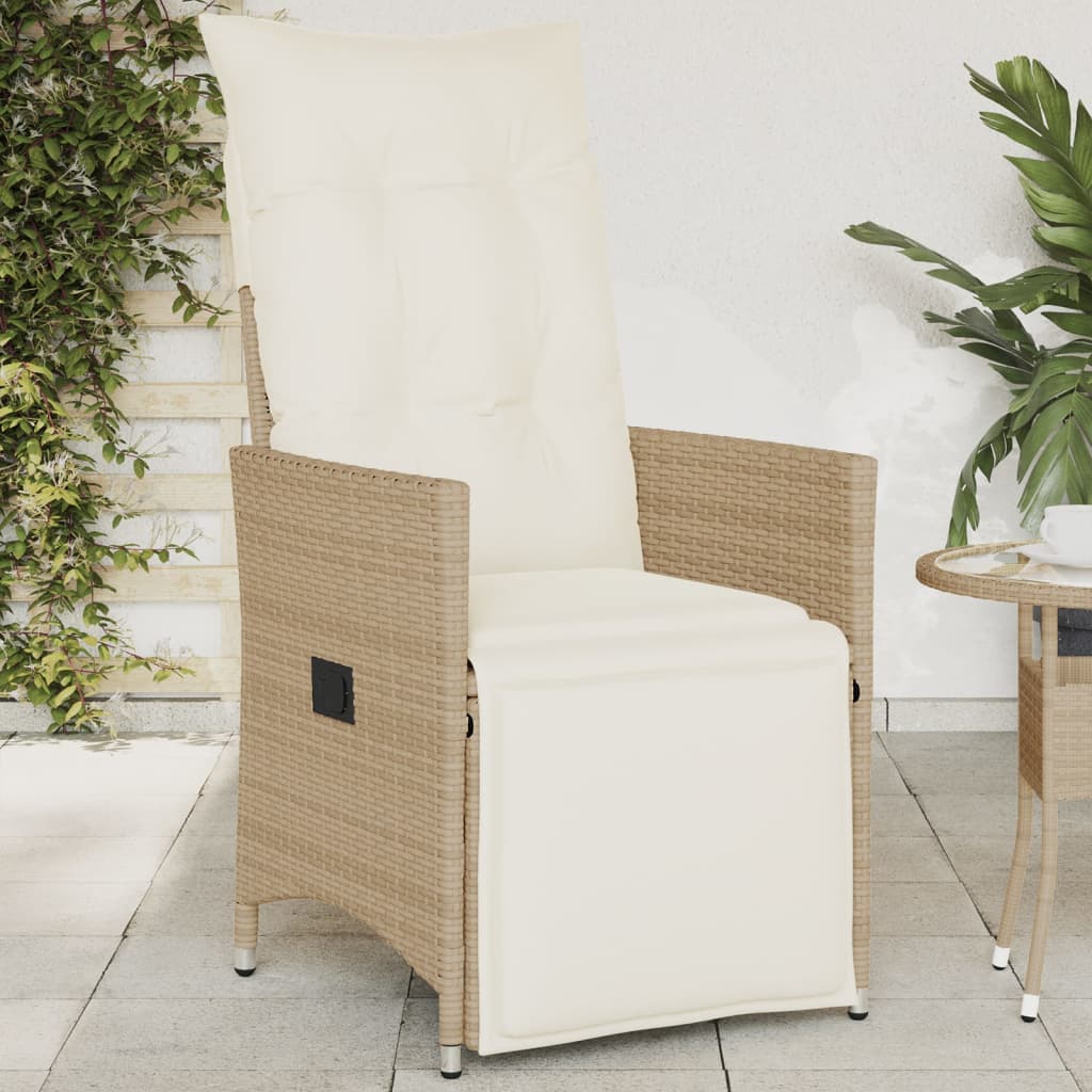 vidaXL Gartensessel mit Kissen Verstellbar Beige Poly Rattan