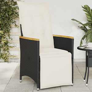 Vrtni naslanjač z blazinami črn poli ratan