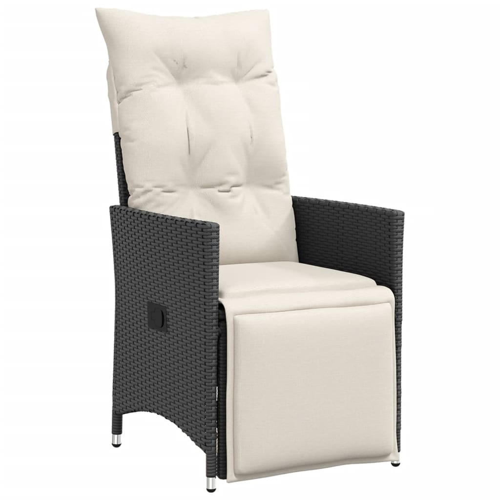 Thumbnail - vidaXL Gartensessel mit Kissen 2 Stk. Verstellbar Schwarz Poly Rattan