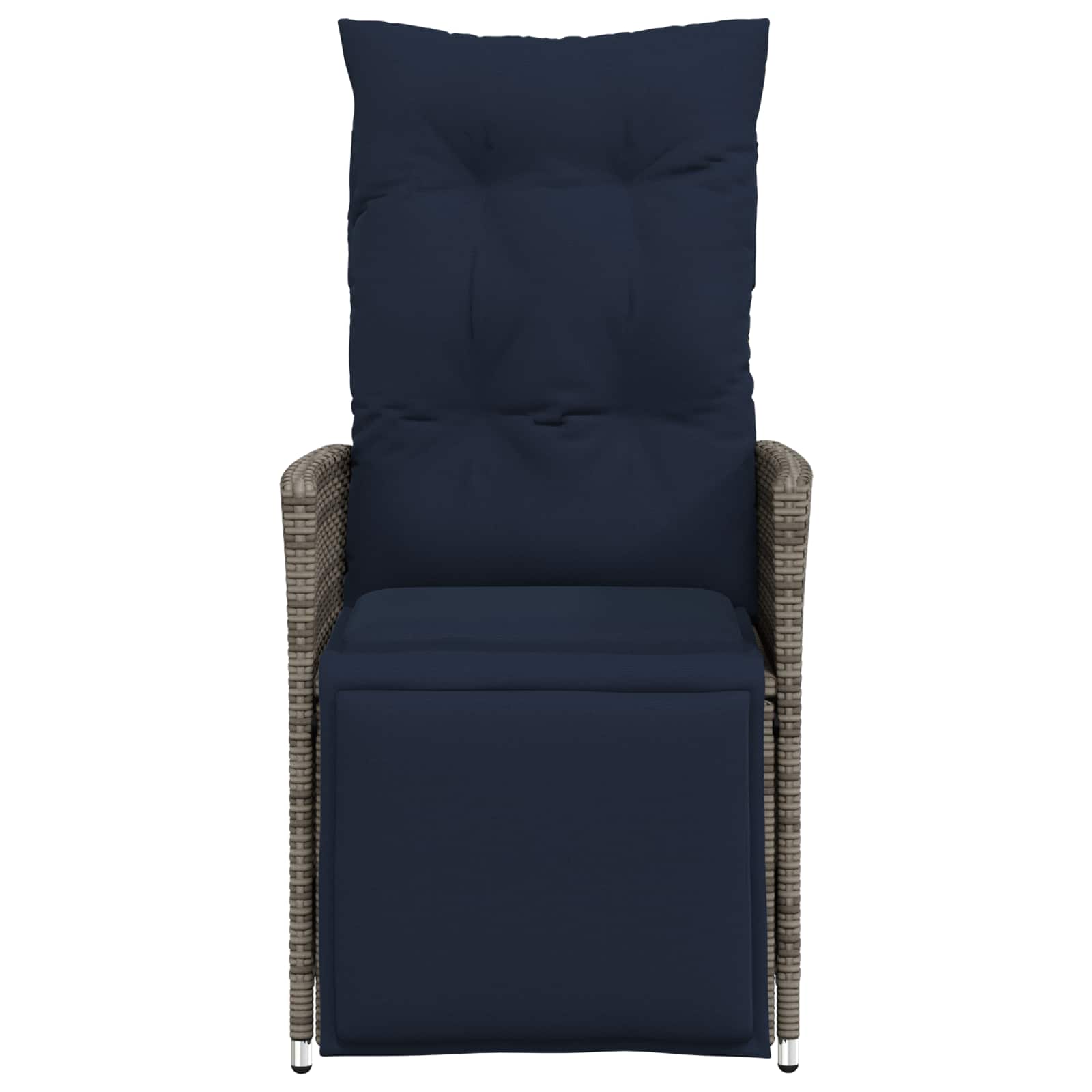 vidaXL Gartenstühle Verstellbar 2 Stk. mit Kissen Grau Poly Rattan – Bild 6