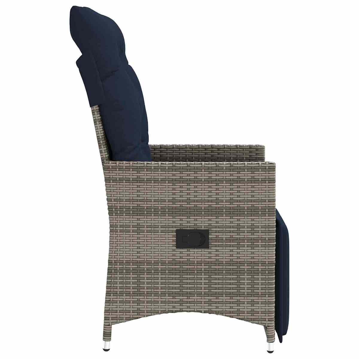 Havestole med lænefunktion med hynder grå polyrattan - Billede 7
