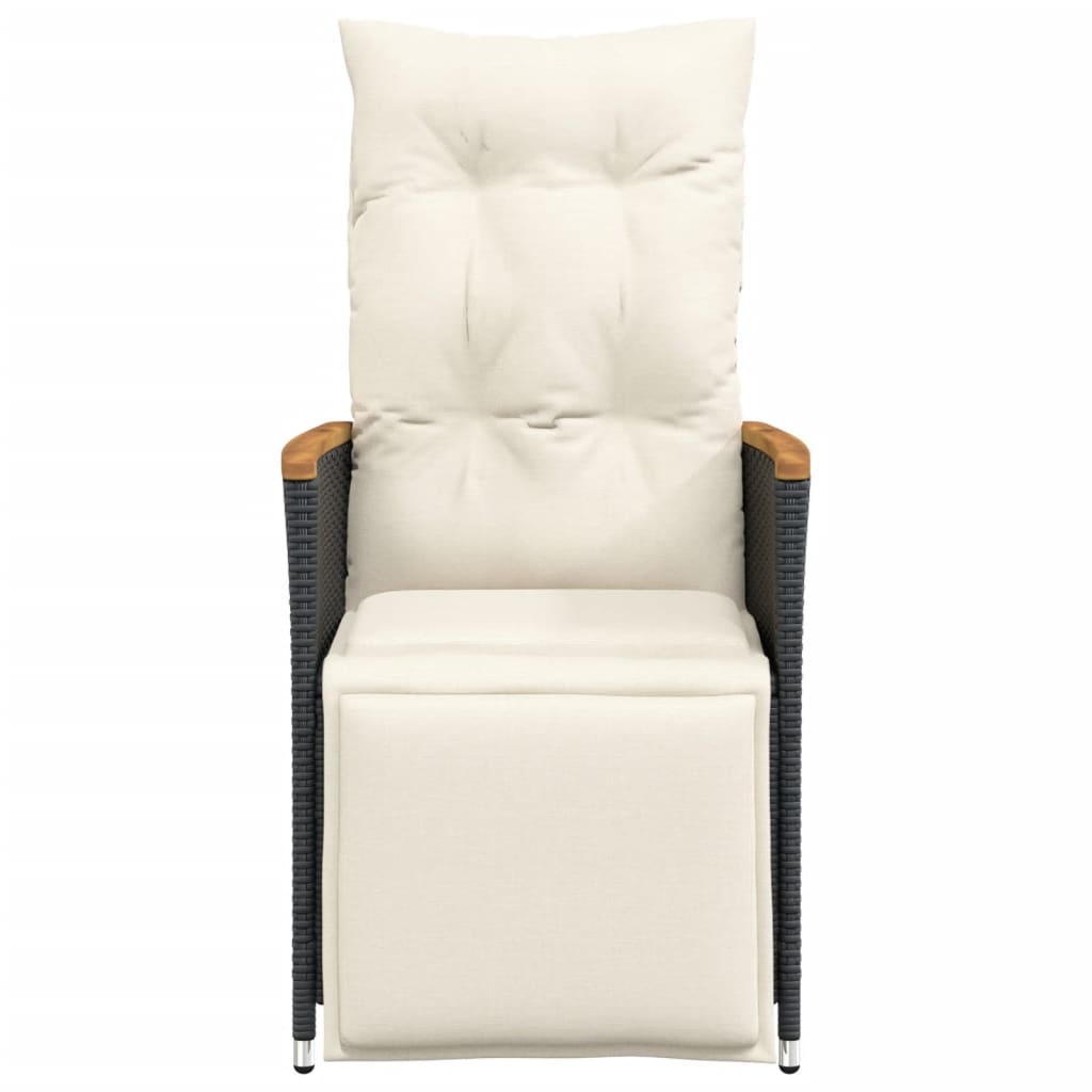 vidaXL Tuinstoelen 2 st verstelbaar met kussens poly rattan zwart, foto 4