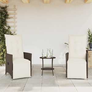 3dílný bistro set s poduškami hnědý polyratan - obrázek 3