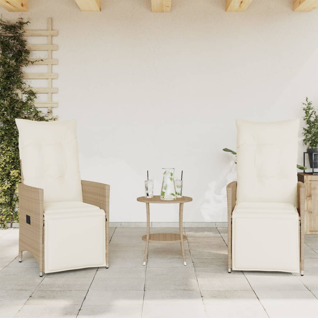 Thumbnail - vidaXL 3-tlg. Bistro-Set mit Kissen Beige Poly Rattan