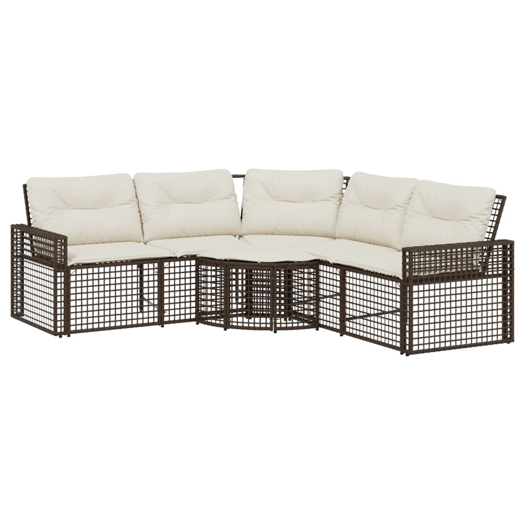Thumbnail - vidaXL Gartensofa in L-Form mit Kissen und Fußbank Braun Poly Rattan