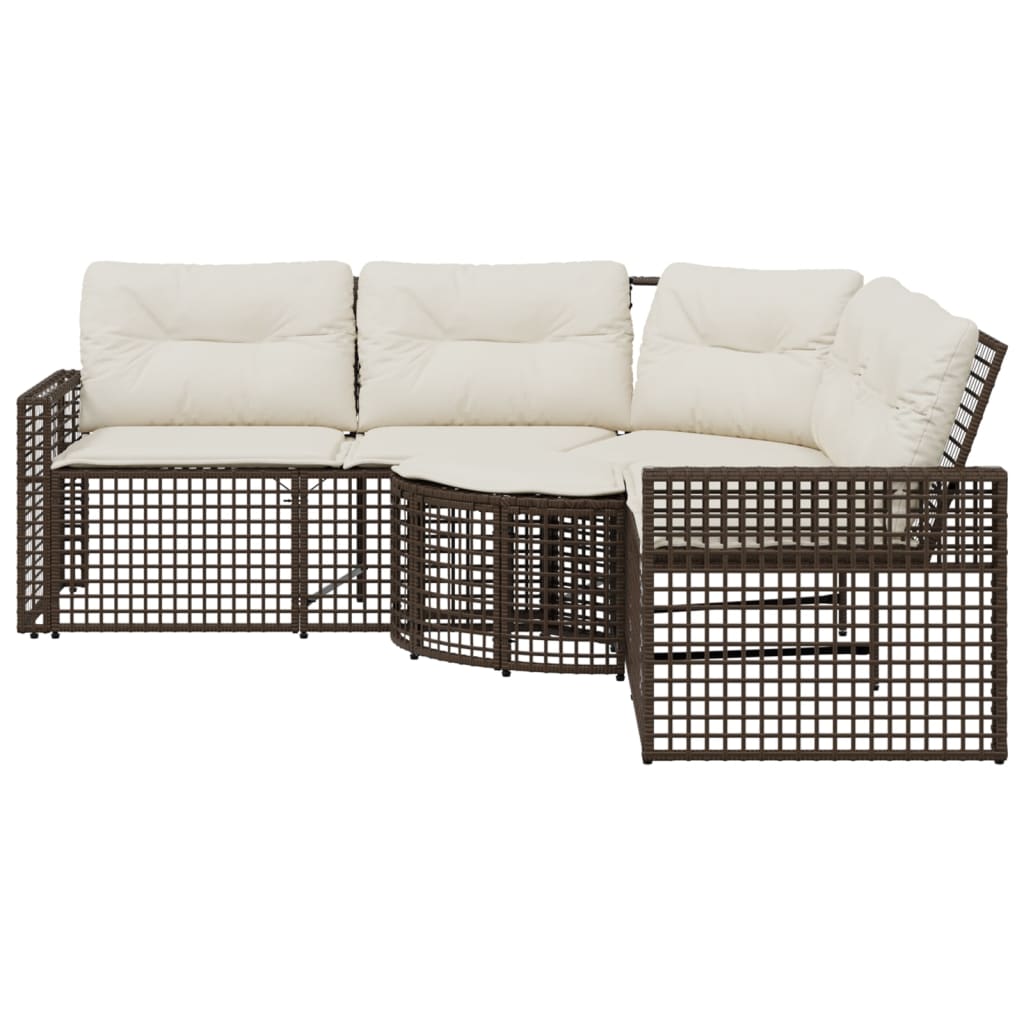 Thumbnail - vidaXL Gartensofa in L-Form mit Kissen und Fußbank Braun Poly Rattan