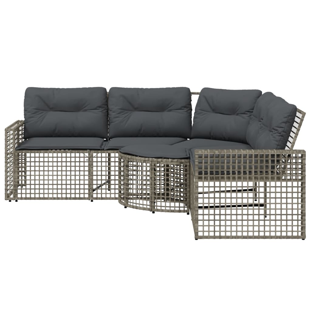 Thumbnail - vidaXL Gartensofa in L-Form mit Kissen und Fußbank Grau Poly Rattan